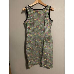 Vintage Misty Lane Dress Women 6 Black Gingham Floral Sleeveless Cottagecore 90s